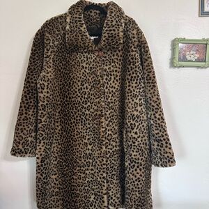 Leopard Print Faux Fur Coat